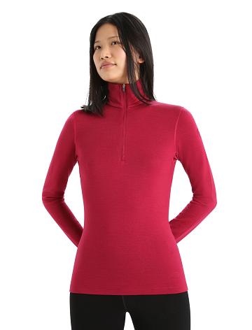 Cherry Icebreaker Merino 260 Tech Long Sleeve Half Zip Thermal Top Women's Base Layers | AU 1913SGLO